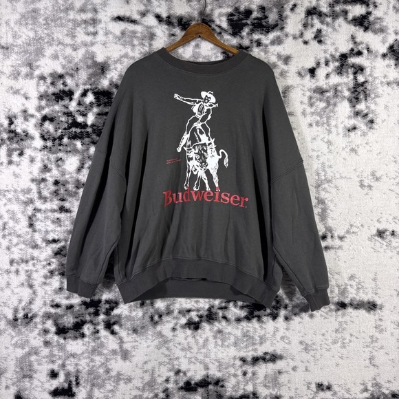 PacSun Other - Budweiser Pacsun Sweatshirt Mens Size Small Gray Cowboy Bullrider Y2k Western